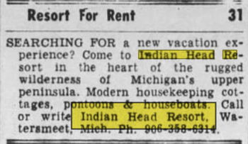 Indianhead Resort (Island View at the Arrows) - June 1965 Ad (newer photo)